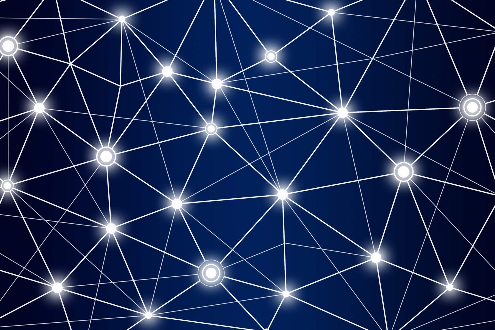 A network of dots and lines on a dark blue background featuring networks.