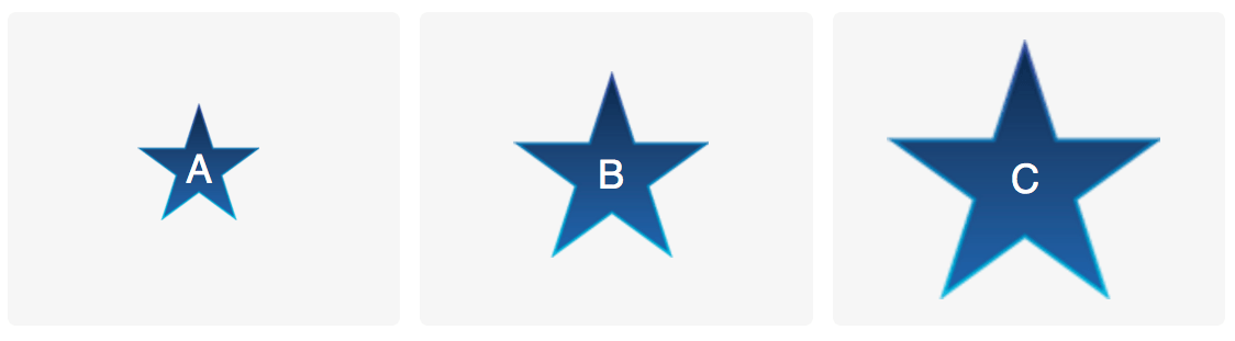 A blue star with the letters a, b, c, and d.