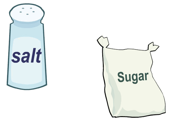 A relation of opposition example with salt and sugar.