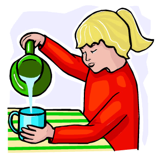 A girl pouring water into a cup Non-Example