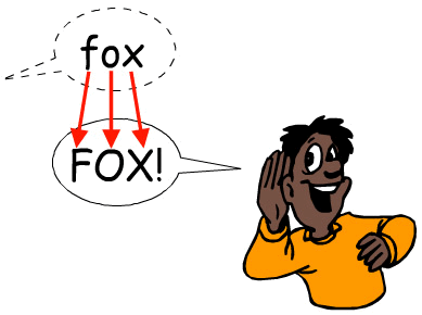 A cartoon featuring a man and the word "fox".