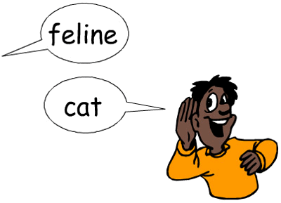 A cartoon of a boy with a feline pet cat.