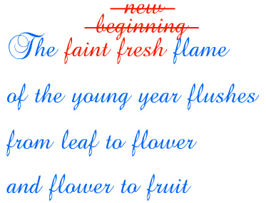 35.4 More Fragmentary Sources of Strength and Alliteration - The fresh flame of the young year leads to new beginnings, as leaves and flowers transform into fruit.