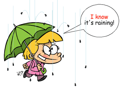I know it's raining clipart | price 1 credit usd $1. This example demonstrates the use of an autoclitic tact, specifically in relation to the price of clipart.
