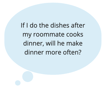 Will single-subject research determine if my roommate will make dinner more often based on the purpose of washing the dishes?